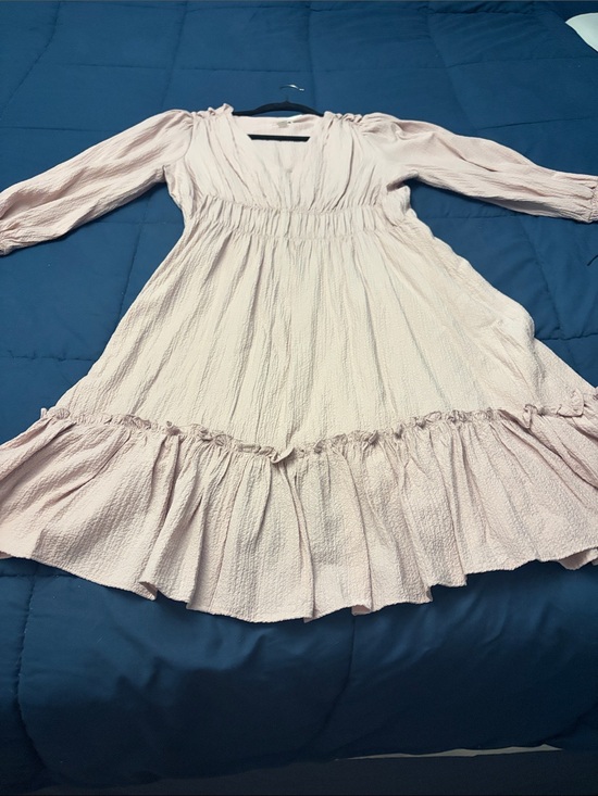 Calvin Klein Dresses & Skirts - Calvin Klein Pale Pink Ruffle-Hem Long Sleeve Dress